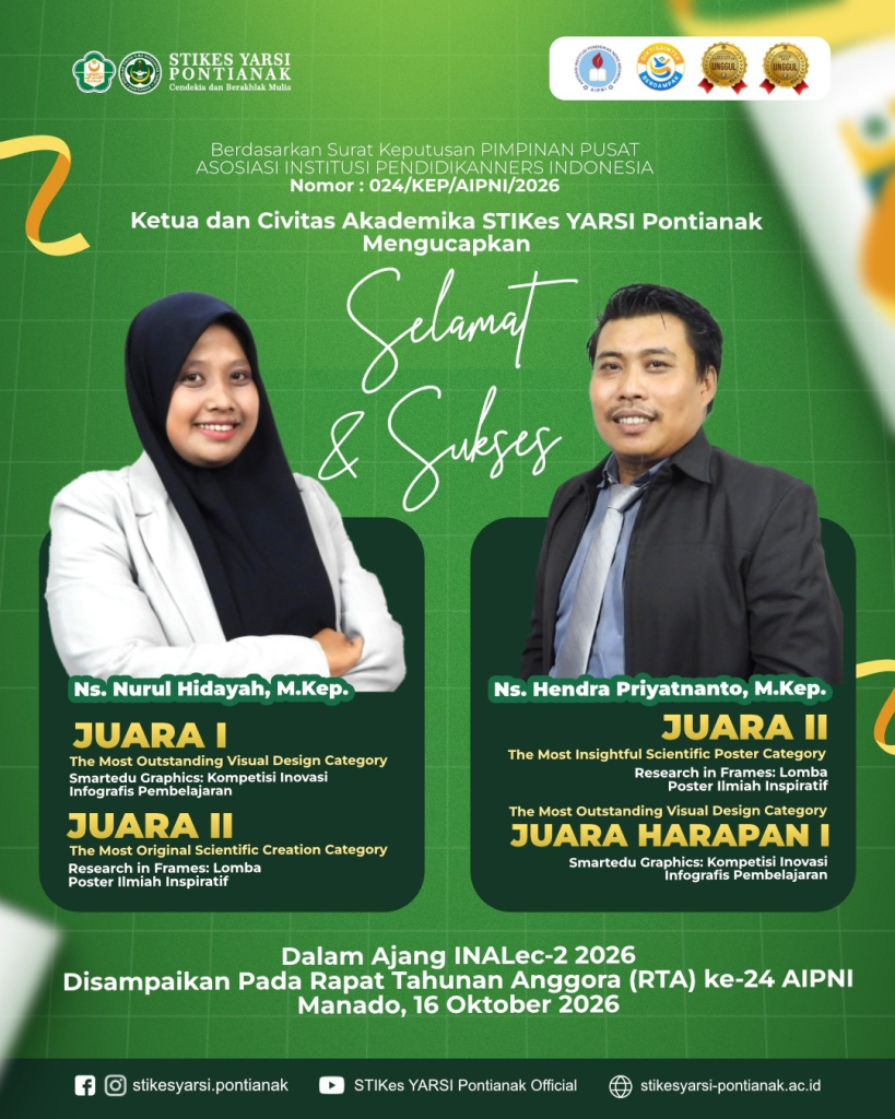 Dua Dosen STIKes YARSI Pontianak Raih Empat Penghargaan pada INALeC ke-2 AIPNI Tahun 2026